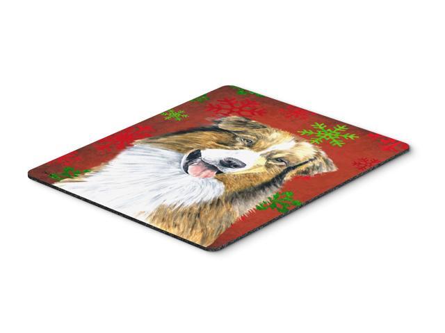 Australian Shepherd Snowflakes Holiday Christmas Mouse Pad Hot Pad or Trivet