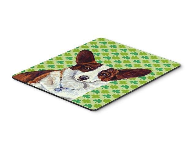 Corgi St Patrick's Day Shamrock Portrait Mouse Pad Hot Pad or Trivet