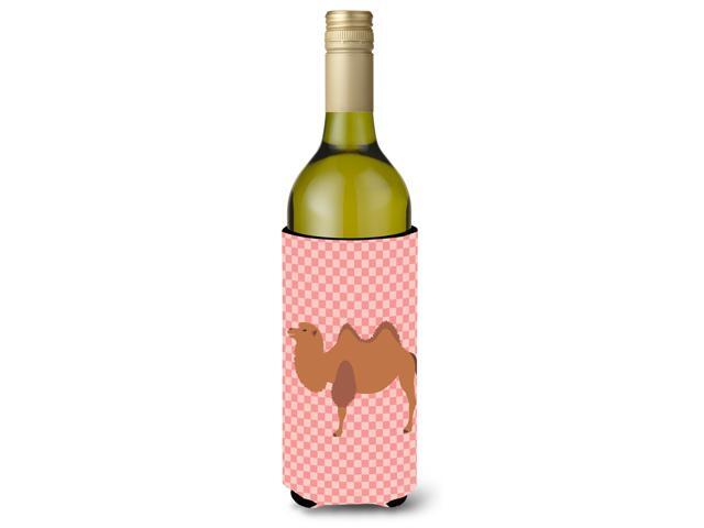Bactrian Camel Pink Check Wine Bottle Beverge Insulator Hugger BB7818LITERK