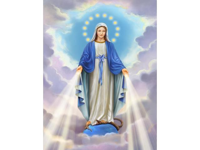 Religious Blessed Virgin Mother Mary Flag Canvas House Size APH8805CHF