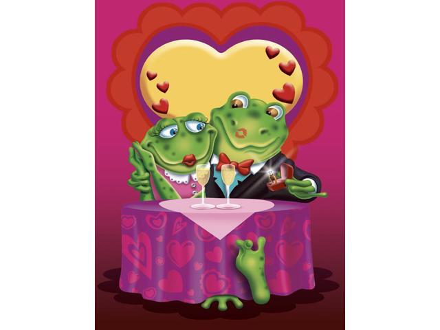 Frog Valentine's Day Date Flag Canvas House Size APH2477CHF