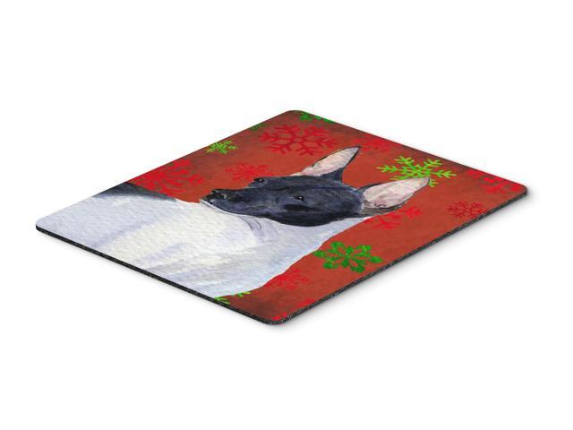 Rat Terrier Red and Green Snowflakes Christmas Mouse Pad Hot Pad or Trivet