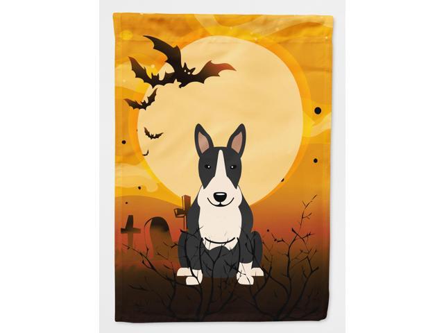 Halloween Bull Terrier Black White Flag Canvas House Size BB4399CHF
