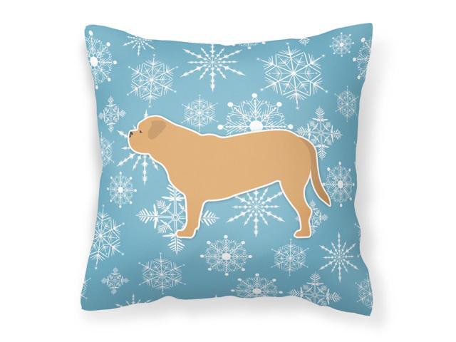 Winter Snowflake Dogue de Bordeaux Fabric Decorative Pillow BB3570PW1414