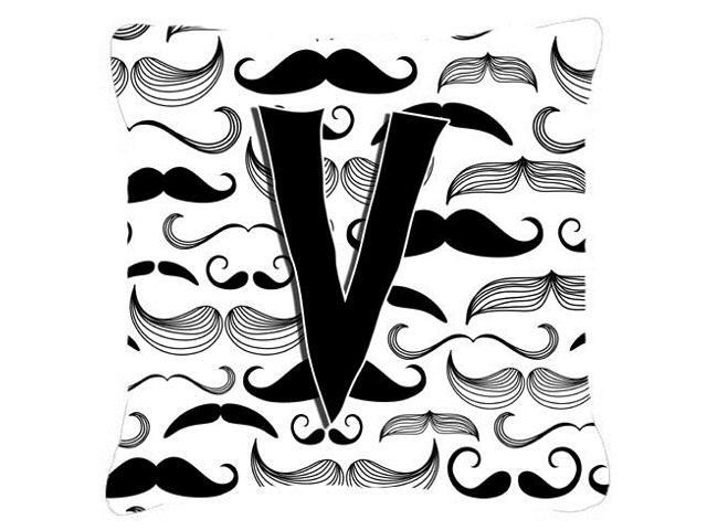 Letter V Moustache Initial Canvas Fabric Decorative Pillow CJ2009-VPW1818