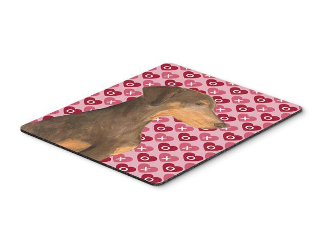 Doberman Hearts Love and Valentine's Day Portrait Mouse Pad Hot Pad or Trivet
