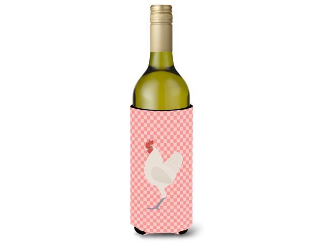 German Langshan Chicken Pink Check Wine Bottle Beverge Insulator Hugger BB7837LITERK