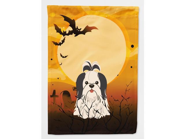Halloween Shih Tzu Black White Flag Canvas House Size BB4354CHF