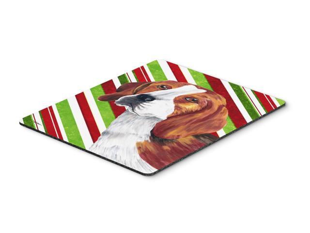 Beagle Candy Cane Holiday Christmas Mouse Pad Hot Pad or Trivet
