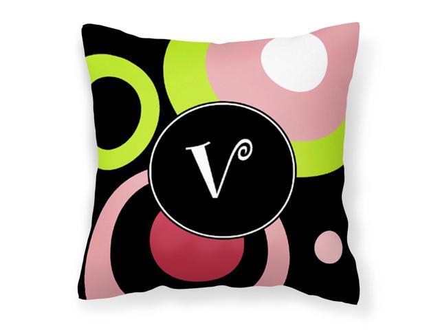 Letter V Monogram - Retro in Black Fabric Decorative Pillow AM1002-VPW1414