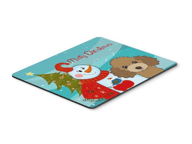 Snowman with Chocolate Brown Poodle Mouse Pad Hot Pad or Trivet BB1876MP