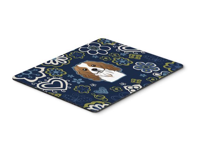 Blue Flowers Cavalier Spaniel Mouse Pad Hot Pad or Trivet BB5075MP