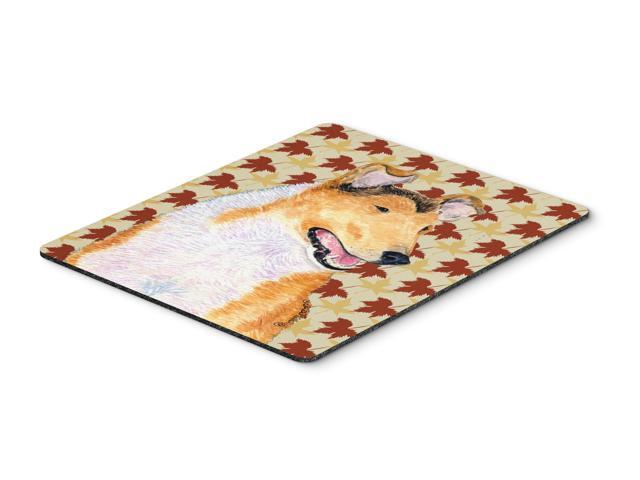 Collie Smooth Fall Leaves Portrait Mouse Pad Hot Pad or Trivet