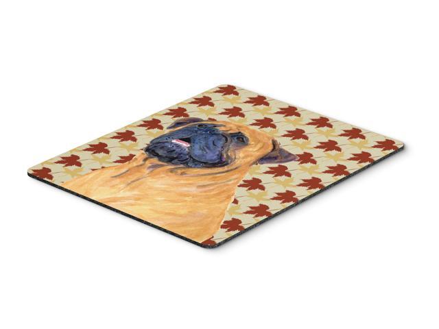 Mastiff Fall Leaves Portrait Mouse Pad Hot Pad or Trivet