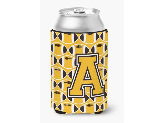 Letter A Football Black Old Gold and White Can or Bottle Hugger CJ1080-ACC