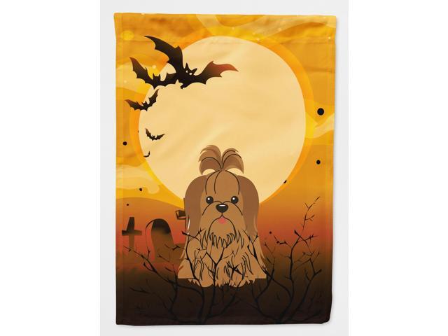 Halloween Shih Tzu Silver Chocolate Flag Canvas House Size BB4352CHF