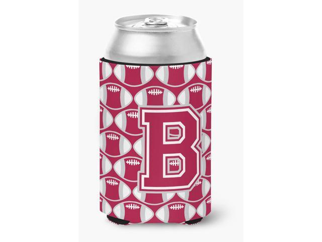 Letter B Football Crimson grey and white Can or Bottle Hugger CJ1065-BCC