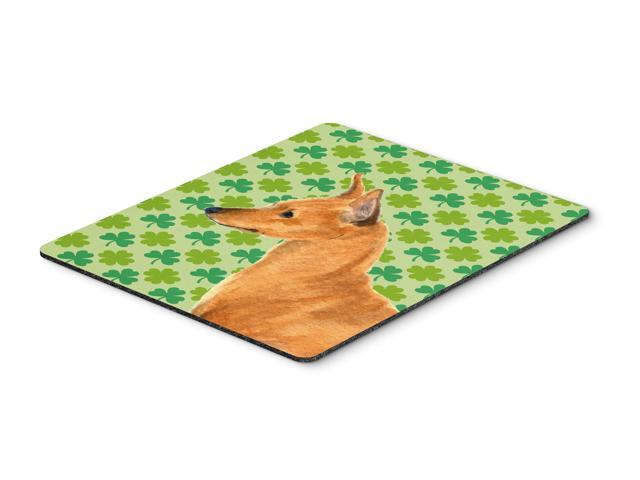 Min Pin St Patrick's Day Shamrock Portrait Mouse Pad Hot Pad or Trivet