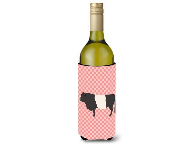 Belted Galloway Cow Pink Check Wine Bottle Beverge Insulator Hugger BB7831LITERK