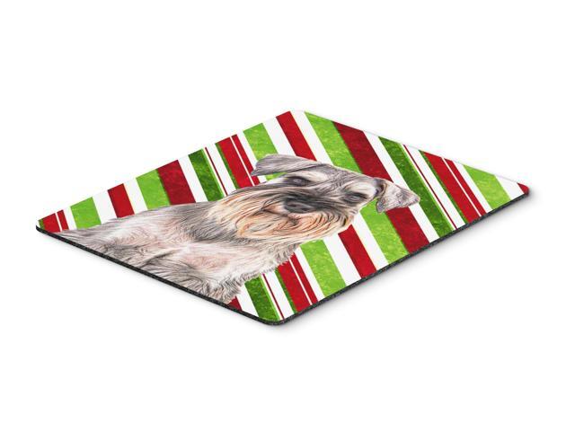 Candy Cane Holiday Christmas Schnauzer Mouse Pad Hot Pad or Trivet KJ1172MP