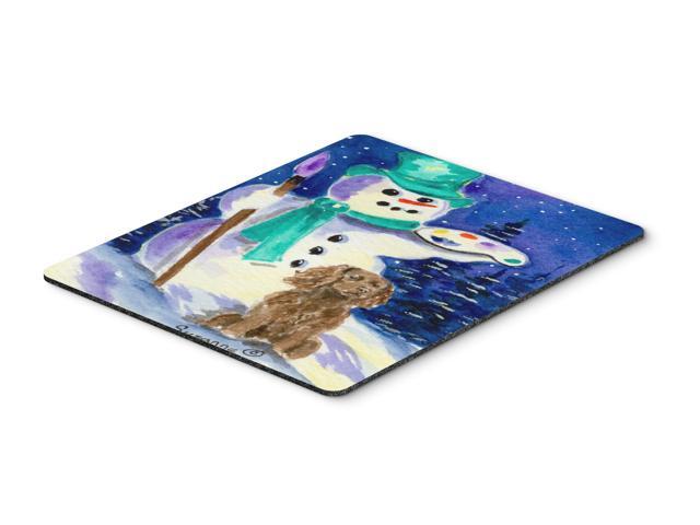 Artist Snowman with Boykin Spaniel Mouse Pad / Hot Pad / Trivet