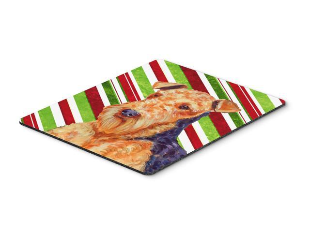 Airedale Candy Cane Holiday Christmas Mouse Pad Hot Pad or Trivet