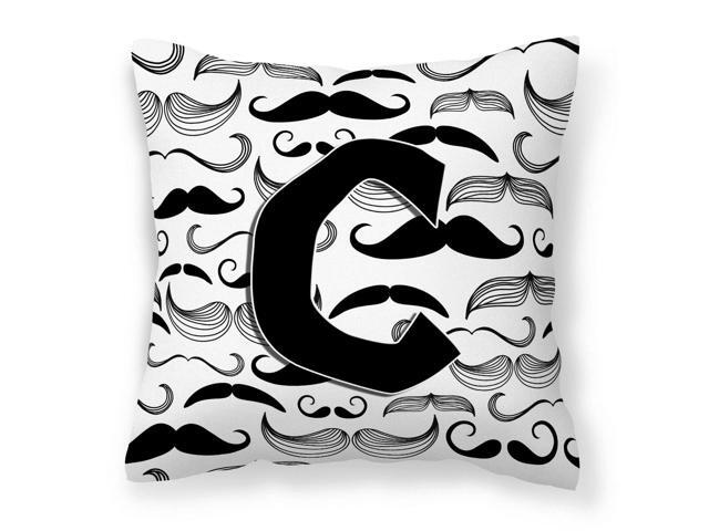 Letter C Moustache Initial Canvas Fabric Decorative Pillow CJ2009-CPW1414