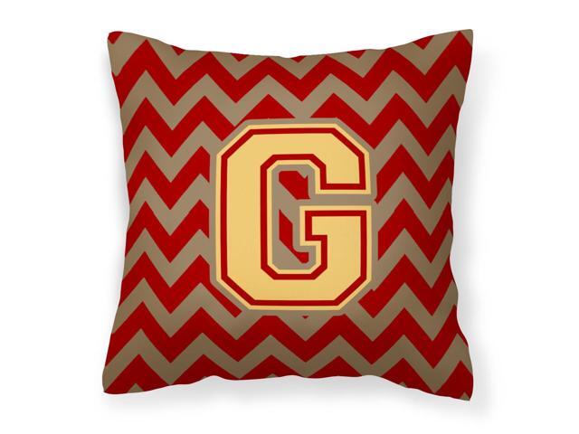 Letter G Chevron Garnet and Gold Fabric Decorative Pillow CJ1048-GPW1414