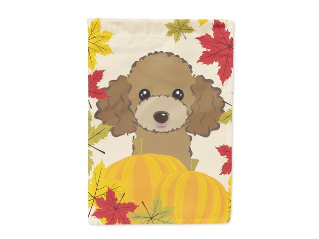 Chocolate Brown Poodle Thanksgiving Flag Canvas House Size BB2062CHF
