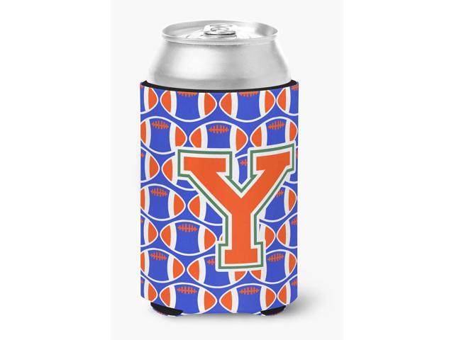 Letter Y Football Green Blue and Orange Can or Bottle Hugger CJ1083-YCC