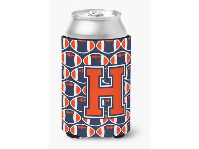 Letter H Football Orange Blue and white Can or Bottle Hugger CJ1066-HCC