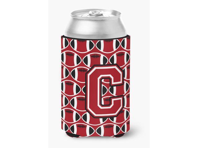 Letter C Football Red Black and White Can or Bottle Hugger CJ1073-CCC