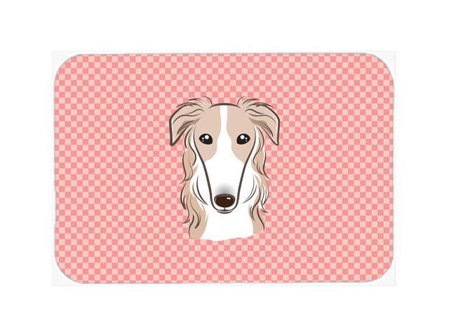 Checkerboard Pink Borzoi Mouse Pad Hot Pad or Trivet BB1228MP