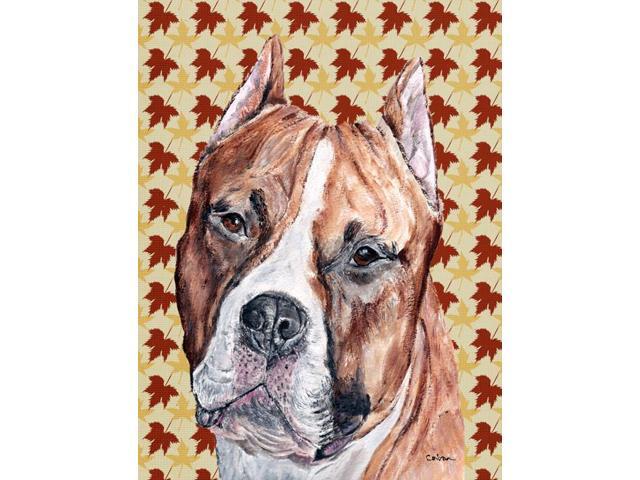 Staffordshire Bull Terrier Staffie Fall Leaves Flag Garden Size SC9680GF