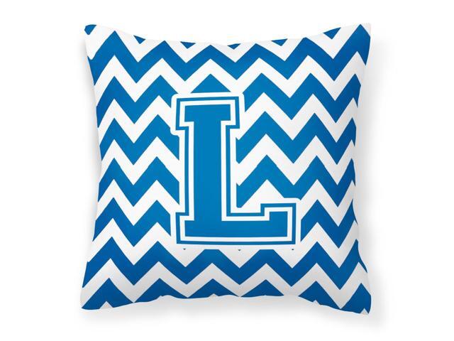 Letter L Chevron Blue and White Fabric Decorative Pillow CJ1056-LPW1414