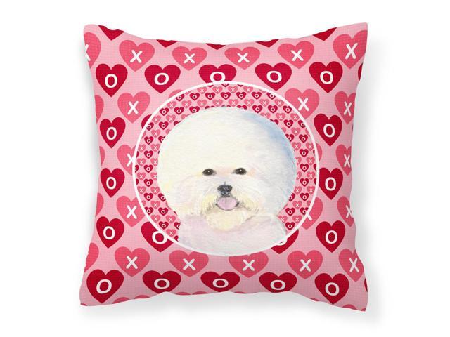 Bichon Frise Hearts Love and Valentine's Day Portrait Fabric Decorative Pillow SS4526PW1414