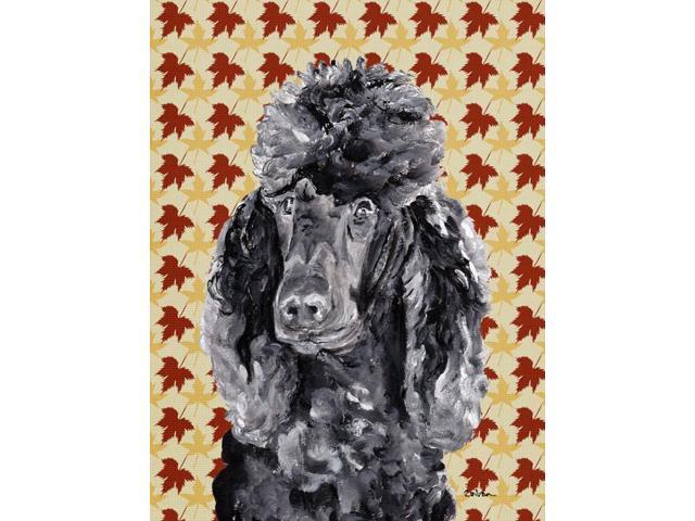 Black Standard Poodle Fall Leaves Flag Garden Size SC9674GF