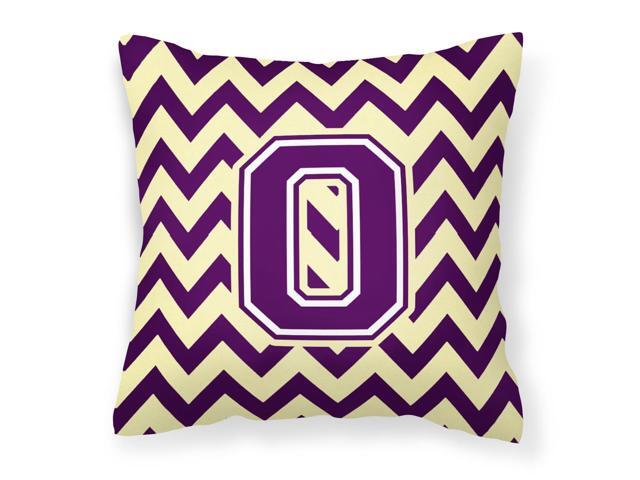 Letter O Chevron Purple and Gold Fabric Decorative Pillow CJ1058-OPW1414