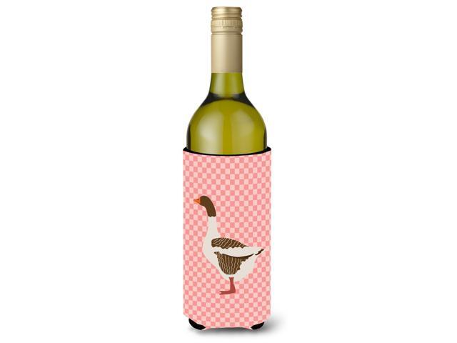 Pomeranian Rogener Goose Pink Check Wine Bottle Beverge Insulator Hugger BB7903LITERK
