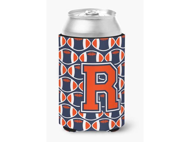 Letter R Football Orange Blue and white Can or Bottle Hugger CJ1066-RCC