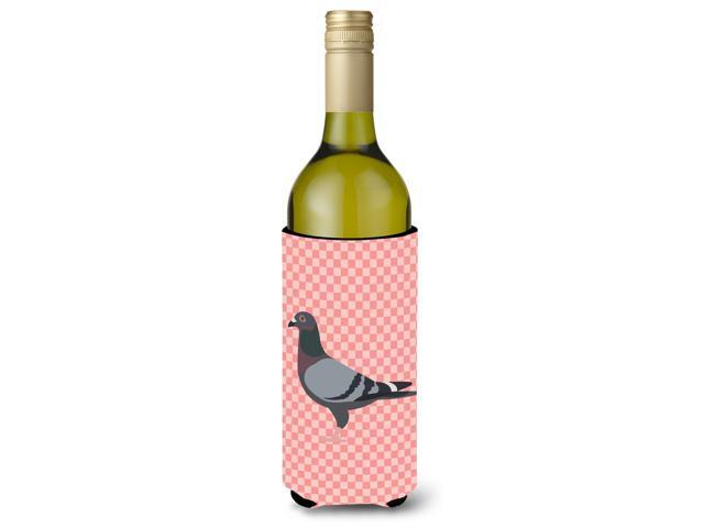 Racing Pigeon Pink Check Wine Bottle Beverge Insulator Hugger BB7951LITERK
