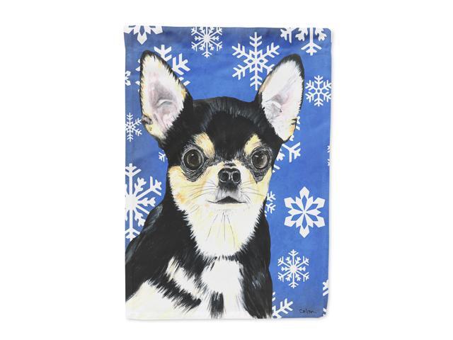 Chihuahua Winter Snowflakes Holiday Flag Canvas House Size