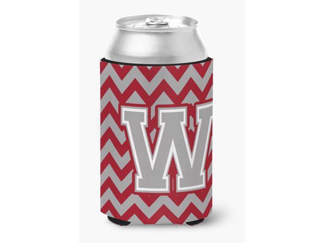 Letter W Chevron Crimson and Grey Can or Bottle Hugger CJ1043-WCC