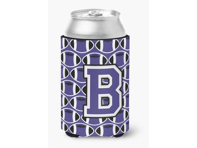Letter B Football Purple and White Can or Bottle Hugger CJ1068-BCC