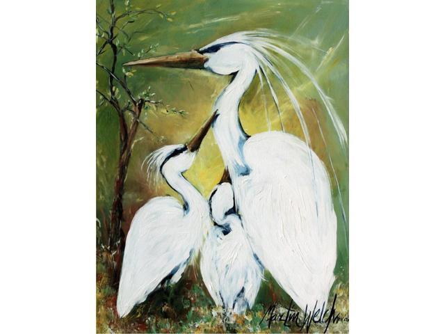Blessing at Feeding Time Egret Family Flag Garden Size MW1186GF