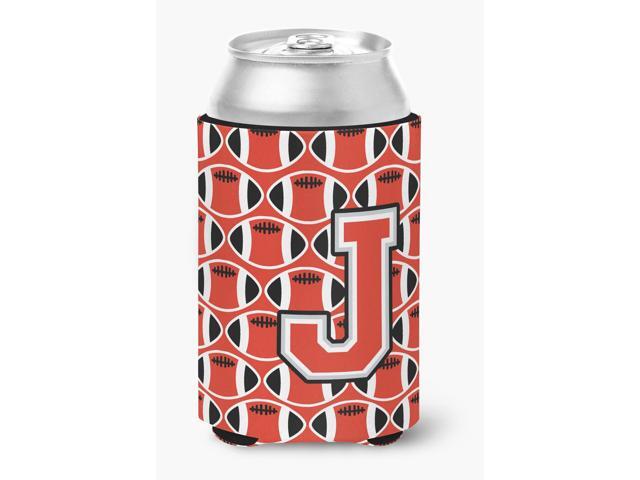 Letter J Football Scarlet and Grey Can or Bottle Hugger CJ1067-JCC