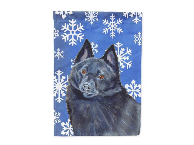 Schipperke Winter Snowflakes Holiday Flag Canvas House Size