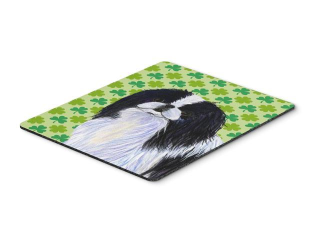 Japanese Chin St Patrick's Day Shamrock Portrait Mouse Pad Hot Pad or Trivet