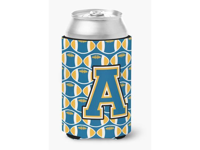 Letter A Football Blue and Gold Can or Bottle Hugger CJ1077-ACC