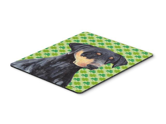 Doberman St Patrick's Day Shamrock Portrait Mouse Pad Hot Pad or Trivet